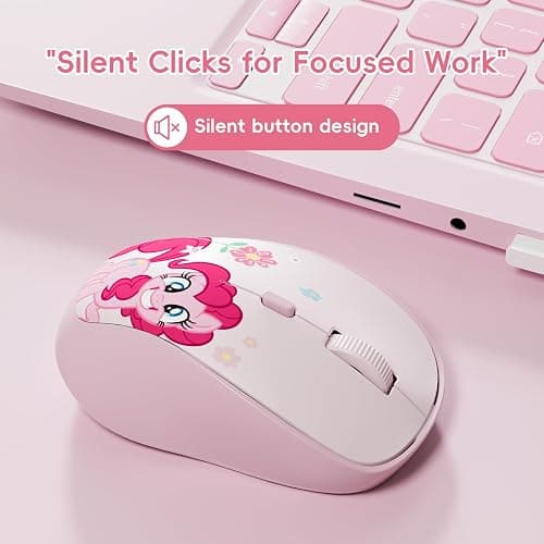My Little Pony Pinkie Pie Rechargeable Wireless Mouse - 4-Button Silent Click Mouse with 3 Adjustable DPI (1000/1200/1600), 2.4GHz Wireless for Windows/Mac - Compact & Ergonomic Design, Pink thumbnail 3