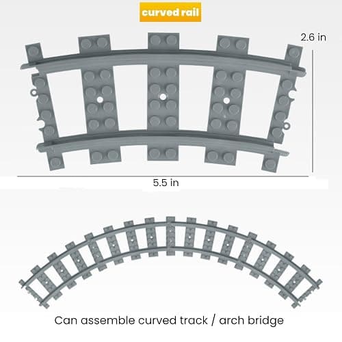 Finger Rock City Train Tracks Building Block Set, 212 Pcs Flexible Rails Train Track Railroad Expansion Accessory Set, Uphill and Downhill, Straight Curved Tracks thumbnail 4