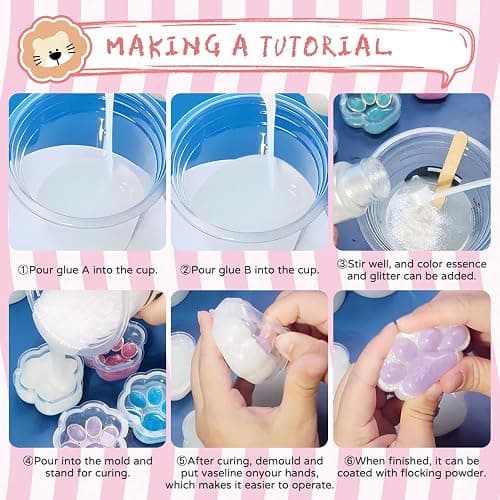 Anergoo Taba Squishes Kit with Pig Bunny Silicone Mold Cookie Mold Squishy Hamster Mold 3" Paw Animal Silicone Molds for Decompression Gift 200g thumbnail 3