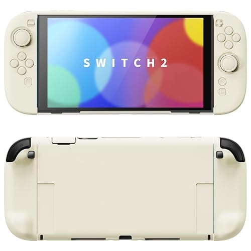 PlayVital Hard Case for Nintendo Switch 2 with Extra Stand & Thumb Grip Caps | Split Design, Dockable Protective Full-Body Shell Cover for Nintendo Switch 2 | Solid Color Series, Antique Yellow - Image 1