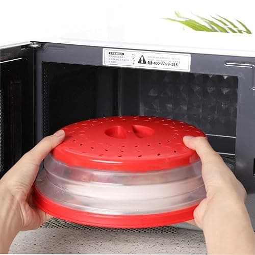 Collapsible Microwave Splatter Cover, 10.5 Inch, Dishwasher-safe, Microwave Plate Cover With Steam Vent，BPA-Free Silicone & Plastic (Dark pink) thumbnail 6