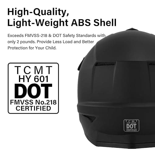 TCMT Youth Kids Dirt Bike Helmet DOT Approved Full Face Motocross Gear | 4-In-1 Set Includes Goggles, Gloves and Carry Bag, Adjustable Visor, Washable Liner, Lightweight, For ATV,UTV thumbnail 2