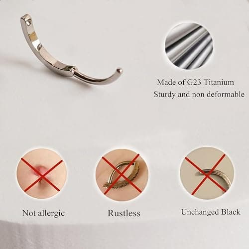 ORANGELOVE G23 Titanium 14G Belly Button Rings for Women Hinged Hoop Clicker Belly Ring Reverse Curved Navel Ring Floating Navel Barbell Piercing Jewelry 14 Gauge 8mm 10mm 12mm 14mm thumbnail 6