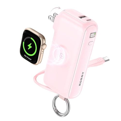 RORRY Flow Portable Charger 10000mAh 40W Wall Plug Power Bank Battery Pack | Built-in USB-C Cable, Keychain Design, Fast Charging, for iPhone 18 Pro/17/16/15, Apple Watch, iPad, Travel Essential - Image 1