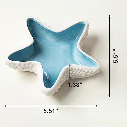 Koyzsen Starfish Jewelry Dish Ceramic Holder Ring Trinket Tray, Ocean-themed Decorative Trinket Dish, Suitable for Mother Friend Sister, Gifts for Women, Home Decor Trinket Dish(Sea Blue) thumbnail 3