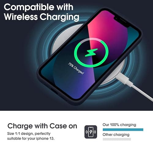 Supdeal Liquid Silicone Case for iPhone 13, [Camera Protection] [Anti Fingerprint] [Wireless Charging] 4 Layer Phone Case Protective Cover, Built-in Microfiber Case Cover, 6.1", Black thumbnail 5
