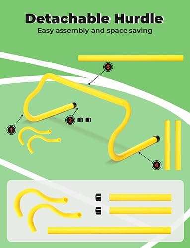GHB Agility Hurdles 8" Speed Agility Training Hurdles, Detachable Sturdy Hurdles Training Equipment Set with Carry Bag for Kids,Athletes,Soccer,Basketball thumbnail 3
