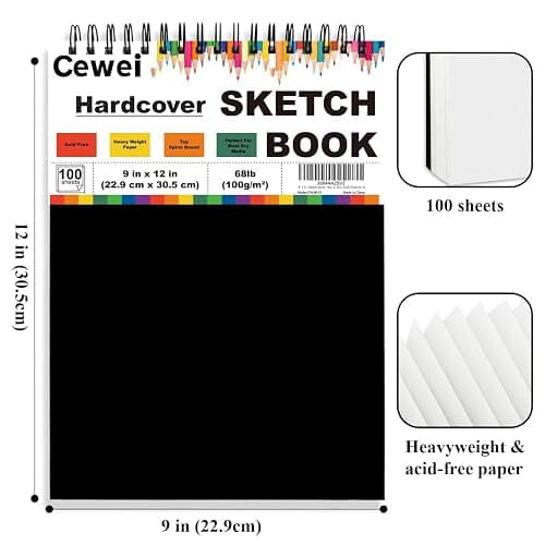 9" x 12" Sketch Book, Top Spiral Sketchbook, 100 Sheets Sketch Pad, (68 lb/100 GSM) Drawing Paper Pad, Drawing Pad for Kids, Artist Sketchbook for Drawing, Illustration & Art Supplies. thumbnail 3
