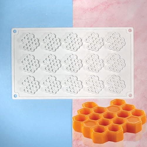 15 Cavity Silicone Honeycomb Molds for Chocolate Honeycomb Bee Silicone Fondant Mold Beehive Silicone Baking Molds Bee Candy Silicone Mold for Kitchen Cake Cupcake thumbnail 7