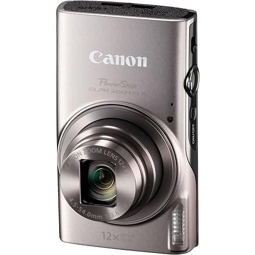 Canon PowerShot ELPH 360 HS A Digital Camera (Silver) | 20.2MP CMOS Sensor, 12x Optical Zoom & Built-In Wi-Fi | Compact Point-and-Shoot for Travel, Family & Everyday Photography (7283C001) + 64GB Card thumbnail 2