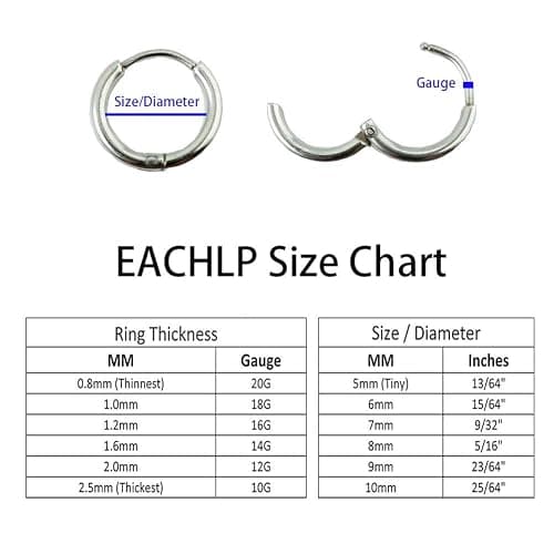EACHLP Unisex 18K Real Gold Plating Surgical Steel Sleeper Tiny Hoop Earrings,Nose Ring Septum Ring Helix Ring Daith Ring Lip Ring Nipple Ring Snug Ring Rook Ring Body Piercing Jewelry thumbnail 5
