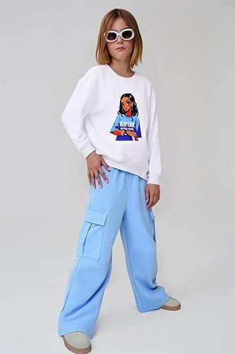 Cakaner Tween Girls Clothes Long Sleeve Graphic Printed Shirt and Cargo Pants 2 Pieces Fall Teen Outfits Size 6-14 thumbnail 4