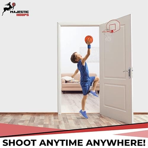 Majestic Hoops Mini Basketball Hoop - Indoor Basketball Hoop - Durable Plastic Basketball Hoop for Kids and Adults - No Assembling - Premium Basketball Game with Ball and Pump thumbnail 6