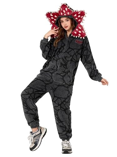 Maooye Demogorgon Hooded Jumpsuit Long Sleeve Pajama Hoody Onesie Loungewear Fuzzy Fall Winter Warm Thermal Fluffy thumbnail 2
