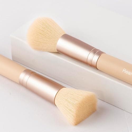 Real Perfection Makeup Brush Set 16 Pcs with 1 Eyebrow Razor Premium Synthetic Foundation Powder Concealers Eyeshadow Blush Makeup Brushes Make up Brushes Kit (Beige) thumbnail 3