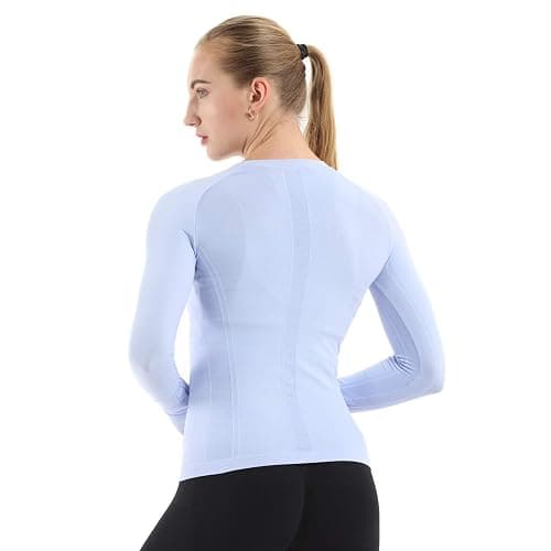 MathCat Seamless Workout Shirts for Women Long Sleeve Yoga Tops Sports Running Shirt Breathable Athletic Top Slim Fit thumbnail 4