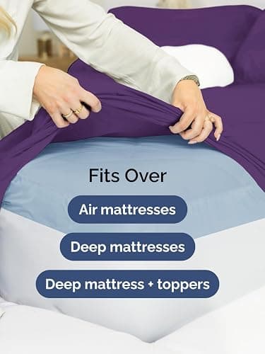 Extra Deep Pocket Queen Sheet Set - 4 Piece Breathable & Cooling Bed Sheets - Hotel Luxury Sheet Set - Ultra Soft, Wrinkle Free & Comfy - Easily Fits Extra Deep Mattresses - Deep Pocket Purple Sheets thumbnail 6