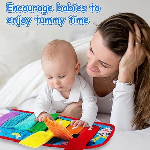 Inbeby Tummy Time Mirror Toy & Play Activity Cinrkle Mat, Black and White High Contrast Baby Newbron Toys 0 3 6 Months Brain Development, Snesory Texture Piano Infant Toys 0 3 6 Months with Squeaker thumbnail 9