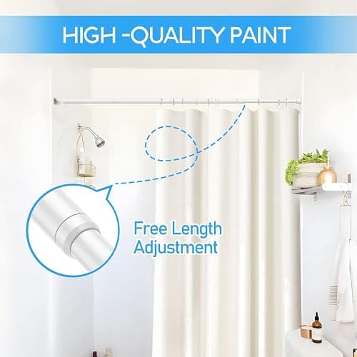 Zipglo 2 Pack Spring Tension Rods 28-45 Inches, 5/8 Inch Diameter White No Drill Spring Loaded Adjustable Extendable, Small Short Tension Curtain Rod for Windows Kitchen Doorway Closet Cupboard thumbnail 3