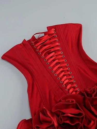 CHouor Layered Ruffle Edge Cocktail Party Dresses Sexy Strapless Homecoming Dresses Off Shoulder Satin Bodycon Mini Dresses thumbnail 6