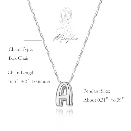 MARYLAX 14K Gold Plated Bubble Letter Necklace, Tarnish Free and Waterproof Dainty Initial Necklace for Women, Trendy Personalized Gold Jewelry Gift for Her thumbnail 5