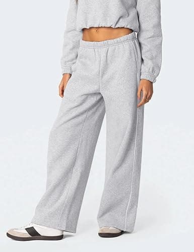 HeSaYep Women's Fleece Lined Wide Leg Sweatpants Winter Thermal Warm Baggy Straight Leg Sweat Pants with Pockets thumbnail 5