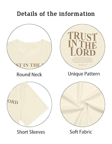 Christian Faith Tshirt Oversized Jesus Shirts for Women Trust in The Lord Saying Tee Tops thumbnail 4
