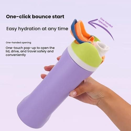 304 Stainless Steel Fitness Sports Vacuum Bottle with handle and straw, Large Capacity Macaron Thermal Mug /16/19/24/32 oz (blue bow,32) thumbnail 3