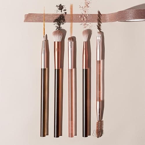 Real Techniques New Nudes Daily Swipe Eye Kit, Makeup Brushes For Eyeshadow, Liner, & Brows, Makeup Tape, For Natural Or Smokey Makeup Look, Synthetic Bristles, Cruelty-Free & Vegan, 7 Piece Set thumbnail 3