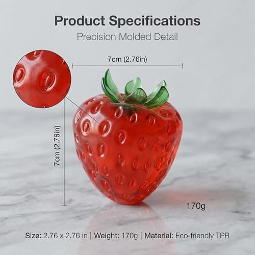 Soft Moldable Coconut Oil Strawberry Fidget Toy, Transparent TPR Squishy Sensory Toy for Adults Teens, Portable Desk Stress‑Relief Fruit Toy for Gifting and Daily Relaxation thumbnail 2