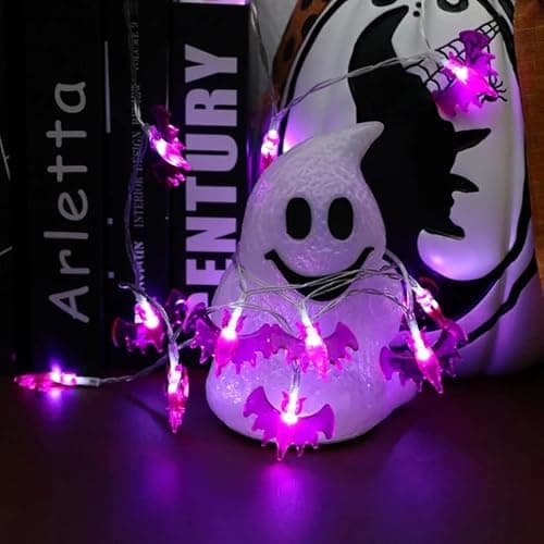 Halloween String Lights 10Ft 20 LEDs Battery Operated Outdoor Decorations Bat Lights for Halloween Party Decor thumbnail 2