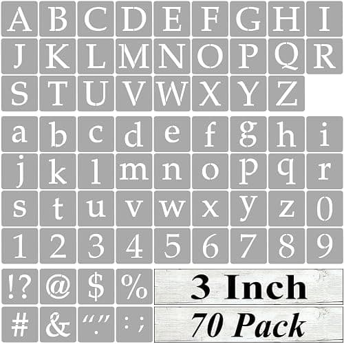 3 Inch Alphabet Letter Stencils for Painting - 70 Pack Letter and Number Stencil Templates with Signs for Painting on Wood, Reusable Letters and Numbers Stencils for Chalkboard Wood Signs & Wall Art - Image 1