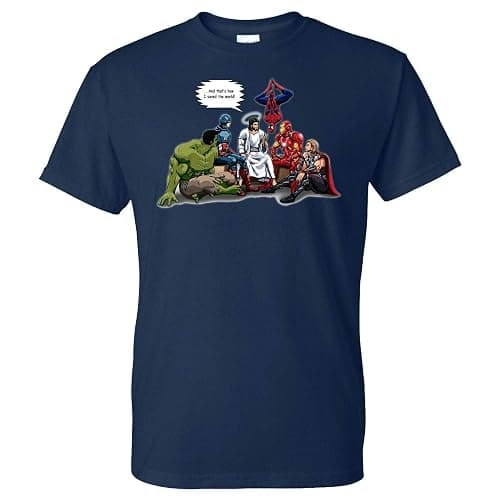 Five Up Tees Jesus Superheroes and That's How I Saved The World Men's T-Shirt A thumbnail 4