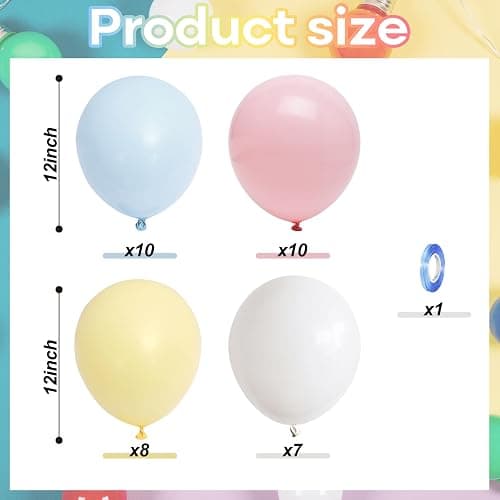 Pastel Balloons, 12 Inch 35PCS Light Pink Blue Yellow White Latex Balloon, Multicolor Balloon for Kids Graduation Easter Wedding Rainbow Party Birthday Bridal Baby Shower Party Decorations Supplies thumbnail 3