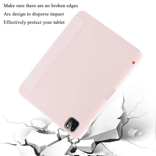 SIWENGDE Cases for iPad Pro 12.9 Case 6th/5th/4th Generation (2022/2021/2020) with Pencil Holder [Apple Pencil Wireless Charging] Soft TPU Smart Tri-fold Stand Protective Cover(Pink) thumbnail 2