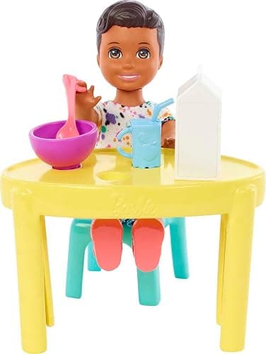 Barbie Skipper Babysitters Inc Small Doll and Accessories Playset with Toddler Boy Doll, Table, Chairs and 4 Food-Themed Pieces thumbnail 2