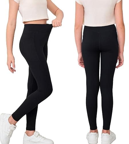 MEJING Girls V Crossover Yoga Pants with Pockets Butter Soft High Waisted | Teen Kids Youth Athletic Leggings, High Stretch, No See Through, Moisture Wicking, Dance Gymnastics Workout Active Running thumbnail 2