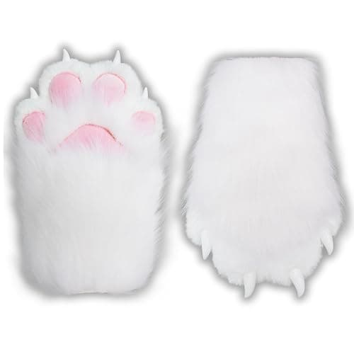 NexinEstic Therian Paws Comfy Furry Paws Faux Fur Fursuit Paws, Therian Stuff Therian Gear, Cat Paw Gloves with Claws Cosplay - Image 1