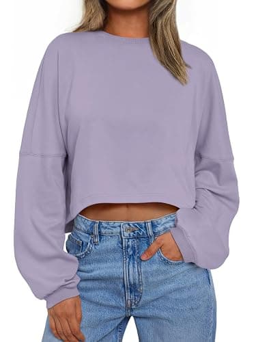Trendy Queen Cropped Sweatshirts for Women Oversized Crewneck Sweaters Long Sleeve Tops Fall Winter Clothes 2025 - Image 1
