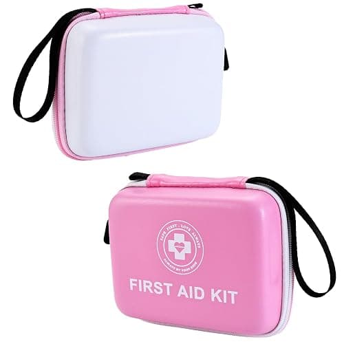 Raismile Small First Aid Kit - 165 Piece Dual-Color Emergency Medical Kit with Hard Shell & Fluorescent Exterior Coating, Emergency First Aid Kit for Home, Car, Travel, Hiking & Outdoor(Pink/White) - Image 1