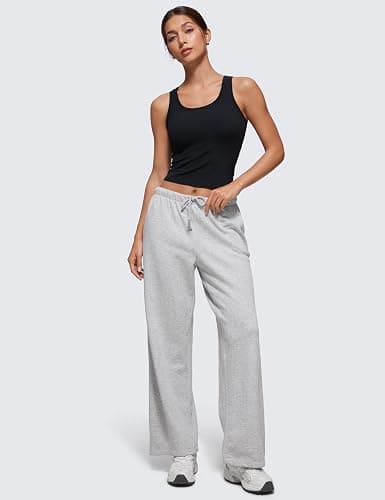 CRZ YOGA Softembrace Casual Tops for Women Soft Double Lined Scoop Neck Crop Sleeveless Shirts Basic Going Out Tanks thumbnail 4