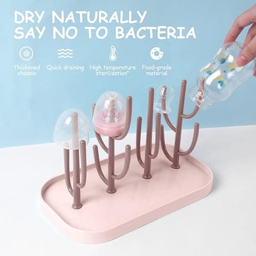 Vicloon Estante de Secado de Botellas,Escurridor de Biberones,Soporte para Secar Biberones,Fácil Montaje y Desmontaje para bebés y niños(Rosa) thumbnail 3