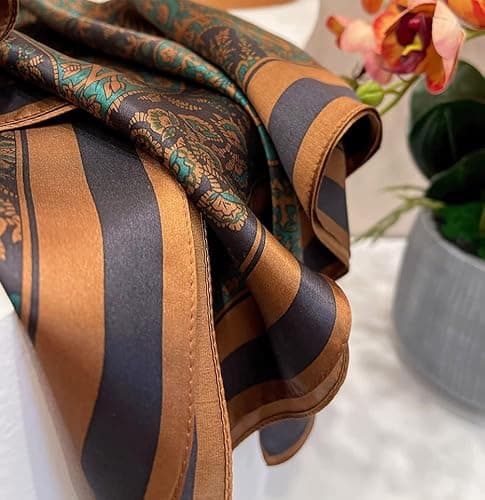 JERLA 100% Pure Mulberry Silk Square Scarf for Hair-27''x27'' Women Men Natural Silk Neckerchief Headscarf thumbnail 4