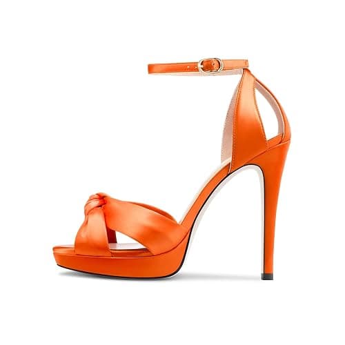 HEUIVZAR Women Stiletto High Platform Heel Peep Open Toe Sandals Ankle Strap Bow-knot Prom Cute Shoes thumbnail 3