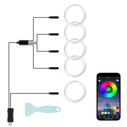 LivTee Smart Car LED Interior Lights with USB Port, LED Strip Fiber Optic Lights, Wireless App Control, Sync to Music, Car Accessories Gifts for Women and Men, 5 in 1 - Image 1