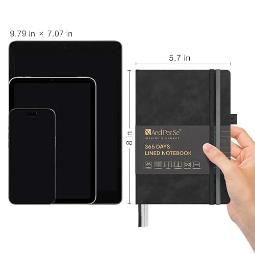 &And Per Se Lined Journal Notebook, 365 Pages, A5, 5.7'' x 8'' 100GSM Thick Paper, Journals for Writing, Hardcover Notebooks for Women Men (Black) thumbnail 2