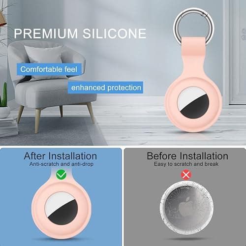 4 Pack Airtag Case Holder for Apple Air Tag, Airtag Case with Anti-Lost Keychain, Silicone Protective Cover for Kids' Backpacks, Dog Collars, Luggage, Multi-Color Protective AirTag Accessories thumbnail 4
