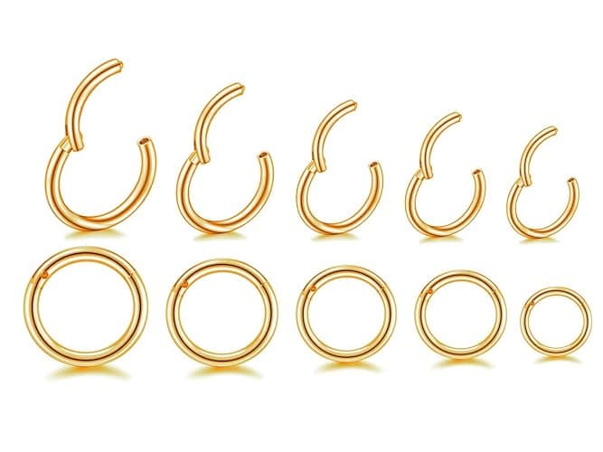 HQLA 16G Surgical Steel Hinged Clicker Segment Nose Rings Hoop Helix Cartilage Daith Tragus Sleeper Earrings Body Piercing for women 6mm 8mm 10mm 12mm 14mm - Image 1