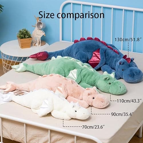 Leahaoe Weighted Dragon Stuffed Animal, Soft and Sturdy Weighted Stuffed Animals for Kids and Adults, Medium White Dragon Stuffed Animal(35.4" 5Lbs) thumbnail 5