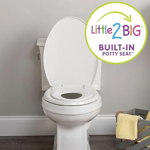 Little2Big Toilet Seat with Built-In Toddler Potty Training Seat, Slow Close, Easy to Install, Made in USA, ELONGATED, White thumbnail 5